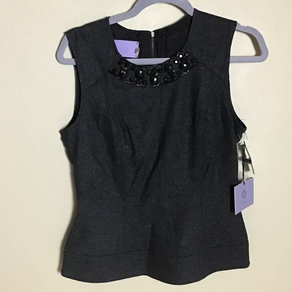 Vera Wang Lavender Label Wool & Silk Blend Sleeveless Beaded Top  Sz. 6 NWT - Picture 2 of 10